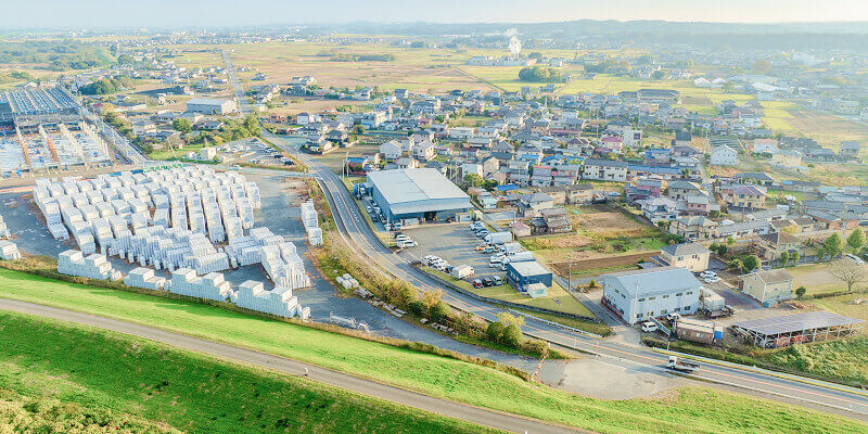 空から見た会社の風景写真